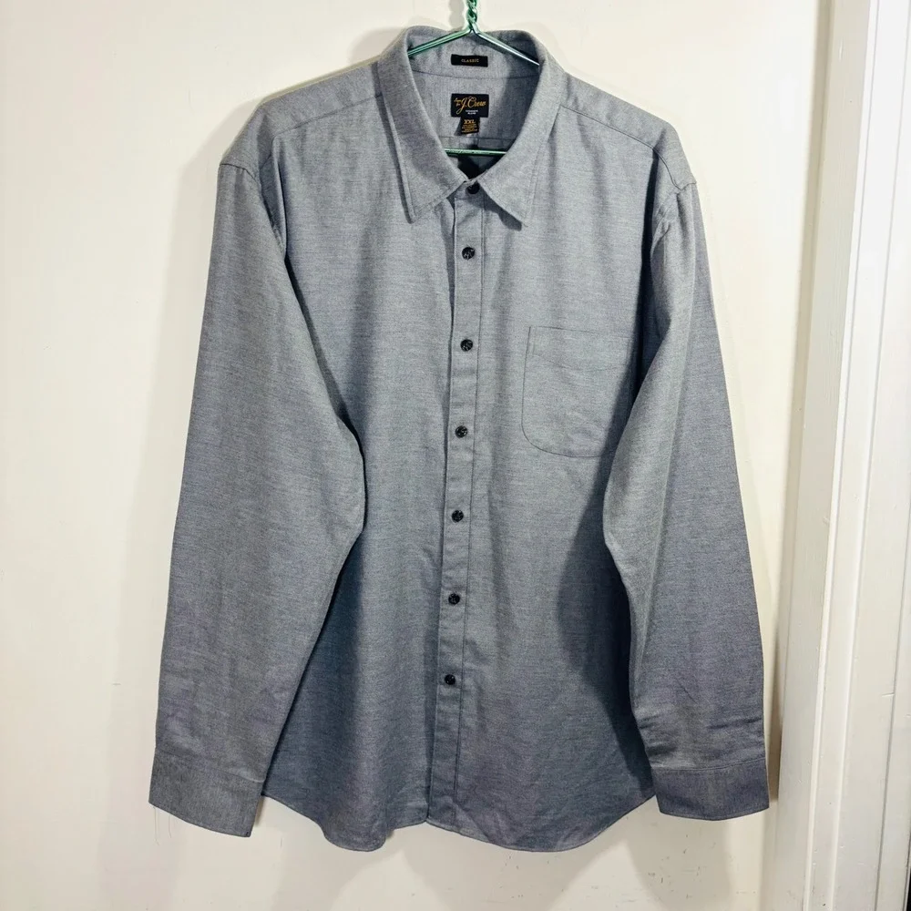 J. Crew Mens XXL Classic‎ Fit Cotton Cashmere Blend Button Down Grey Shirt
